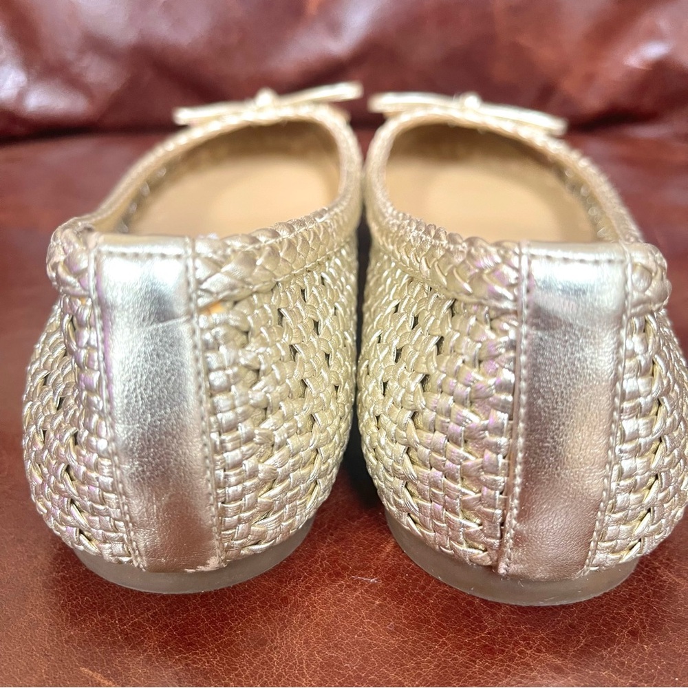Talbots Blair Woven Design Ballet Flats Loafers In Metallic Gold Color Size 7 - Picture 5 of 7